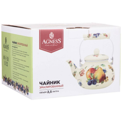 934-421 Чайник эмалированный 2,5л,  AGNESS, серия "Секретные ингредиенты", индукция