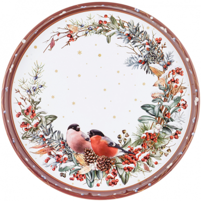 898-237 Поднос сервировочный AGNESS коллекция "СНЕГИРИ" 33*2,1см красный