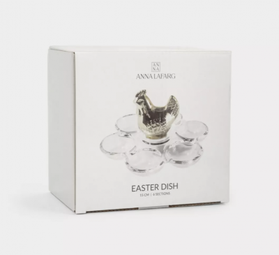 ANLAF-0018EH Блюдо пасхальное, 15 см, золотистое, Курица, Golden Easter 6 отделений, стекло